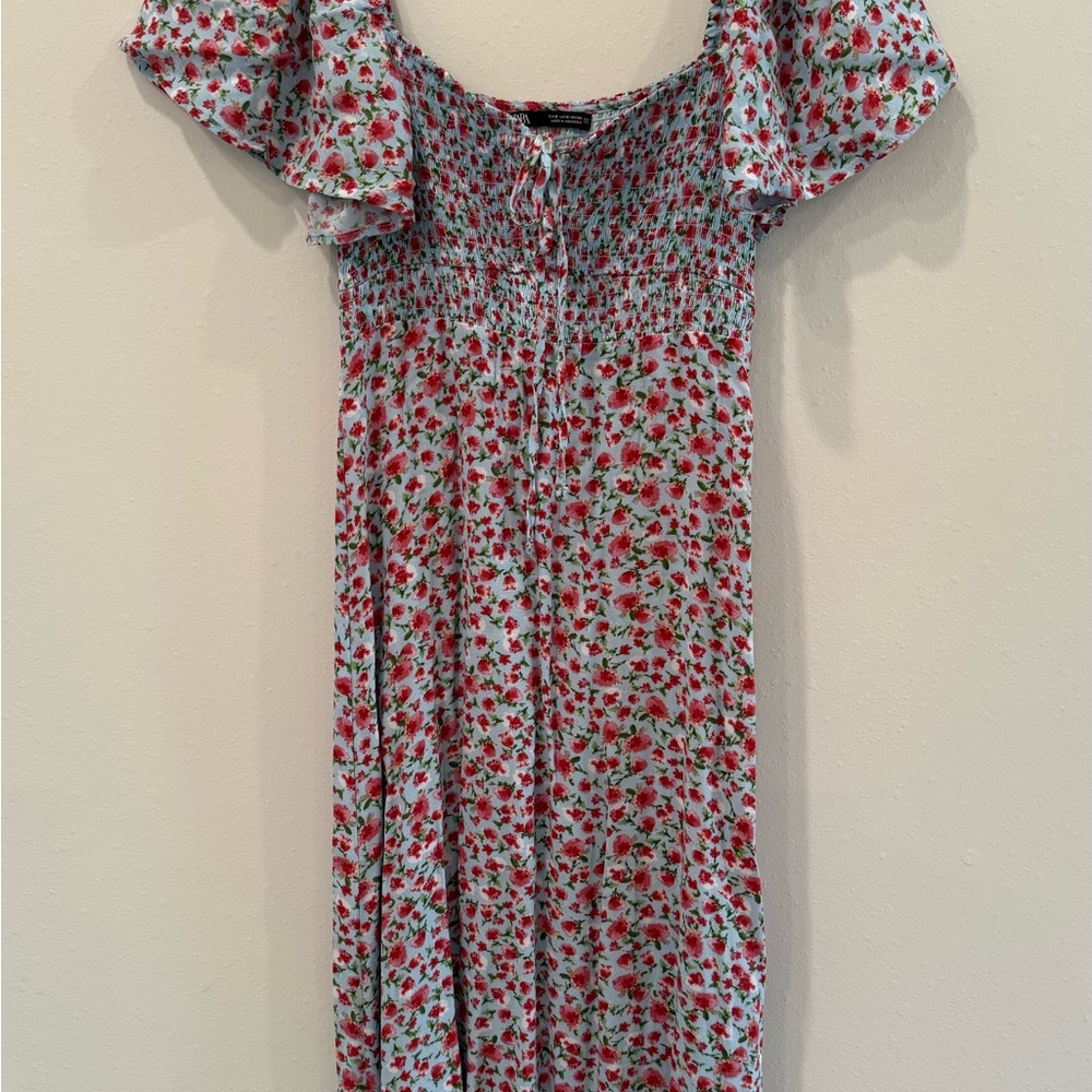 Zara Floral Off-Shoulder Dress